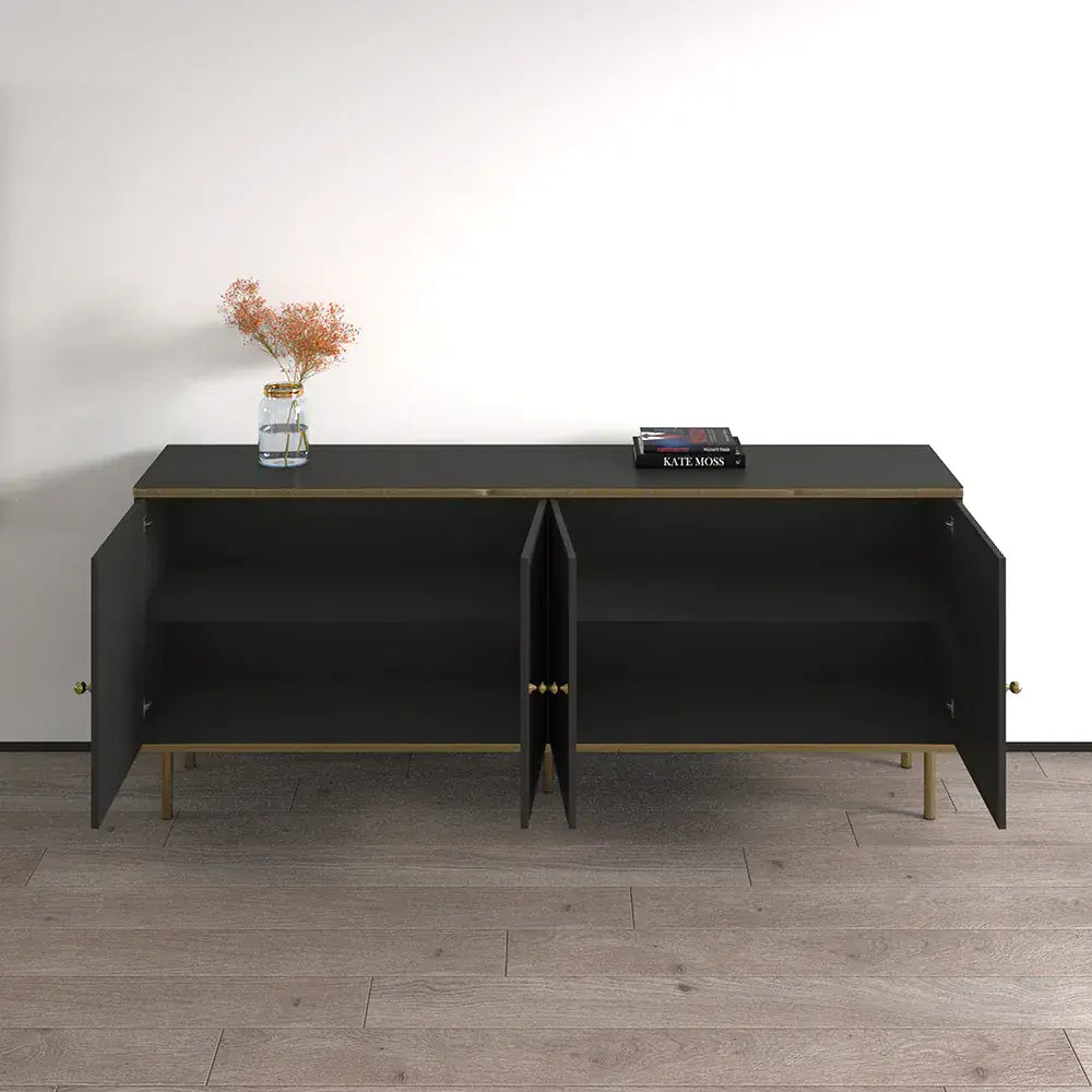 maison black and gold 4-door sideboard