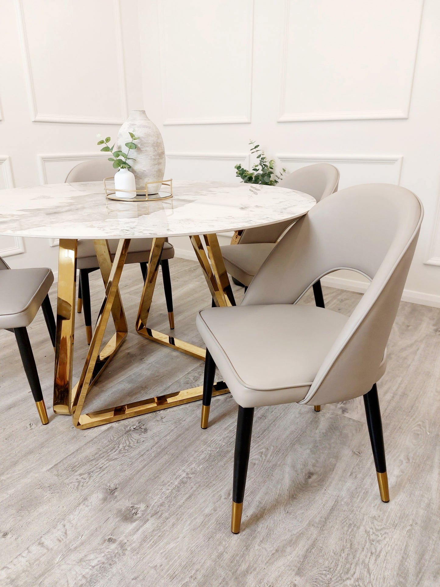 gold base round dining table