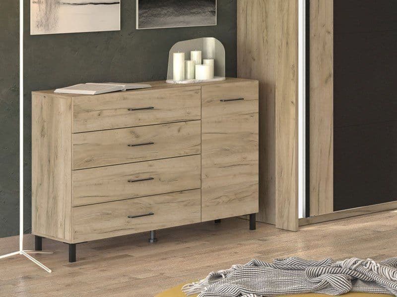 romero-oak-effect-1-door-4-drawer-sideboard-storage lounge sideboard