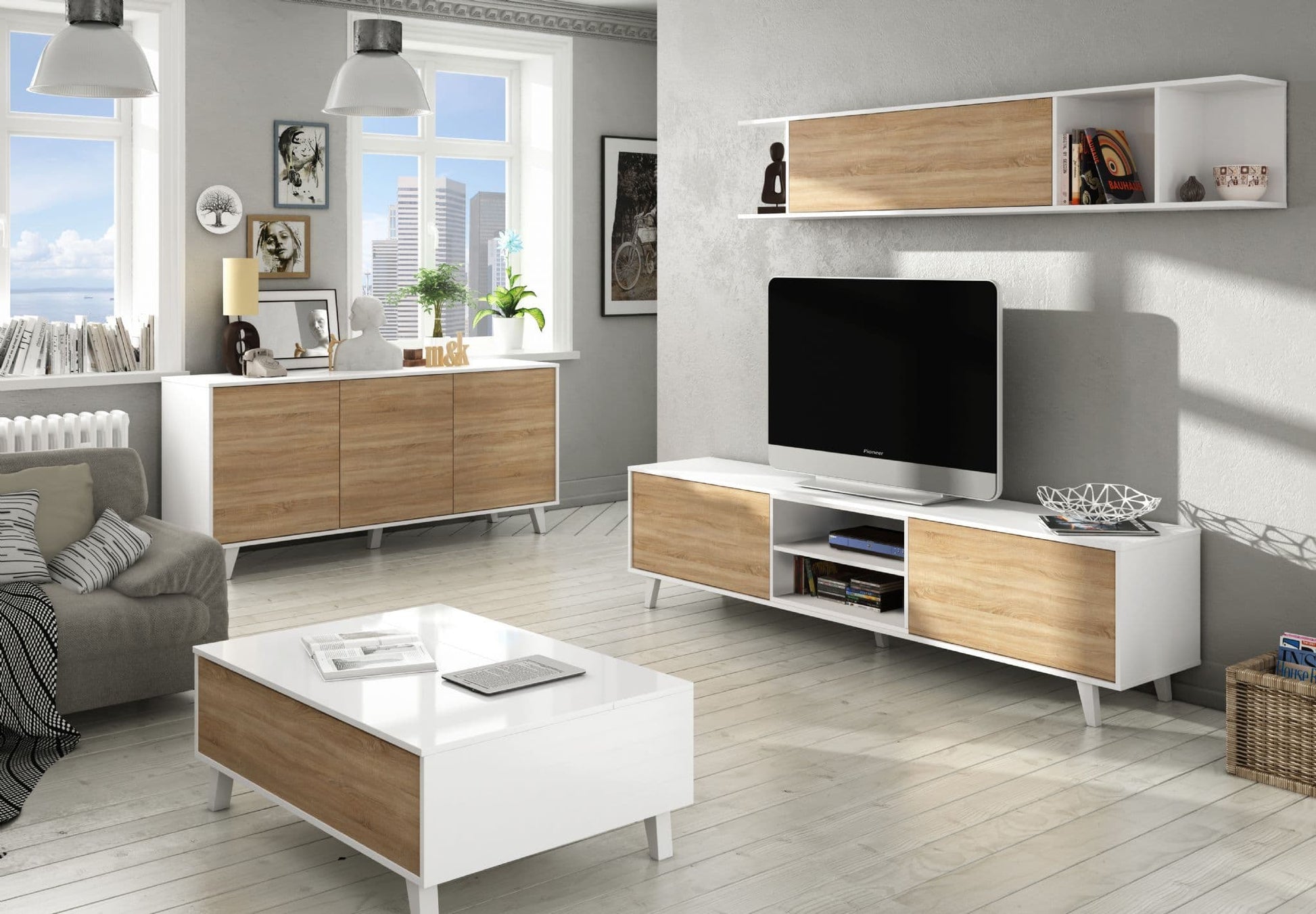 toris-sideboard-white-with-oak-effect for lounge